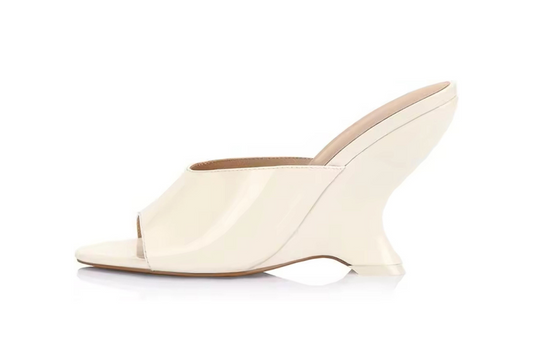White Leather Wedge Mule – Cleo