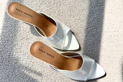 White Leather Wedge Mule – Cleo