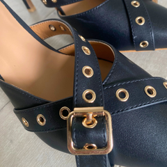 Black Leather Mule - Mara