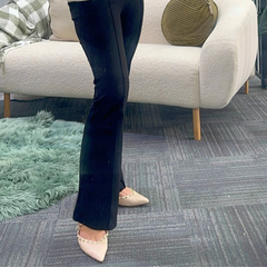 Nude Leather Slingback Flats – Camille