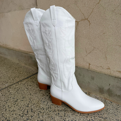 White Stitch Western Knee-High Boot – Rodeo