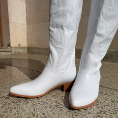 White Stitch Western Knee-High Boot – Rodeo