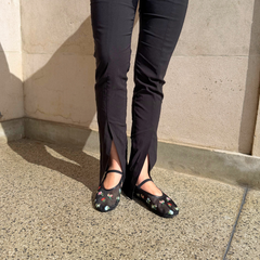 Black Floral Mesh Ballet Flat – Elise