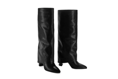 Black Fold-Over Vegan Leather Boots - Ray