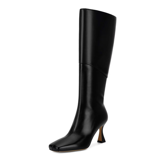 PREORDER Leather Knee-High Boots - Black
