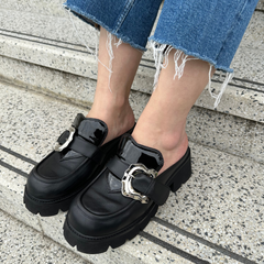 Chunky Platform Black Leather Mule – Ryder