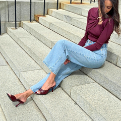 Wine Leather Mule Heel - Milan