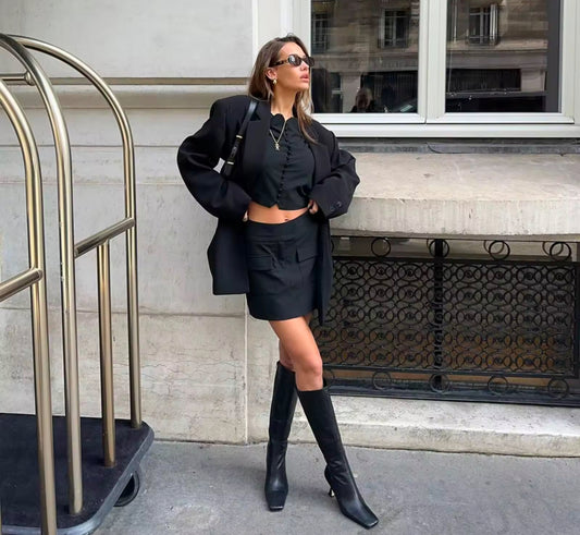 PREORDER Leather Knee-High Boots - Black