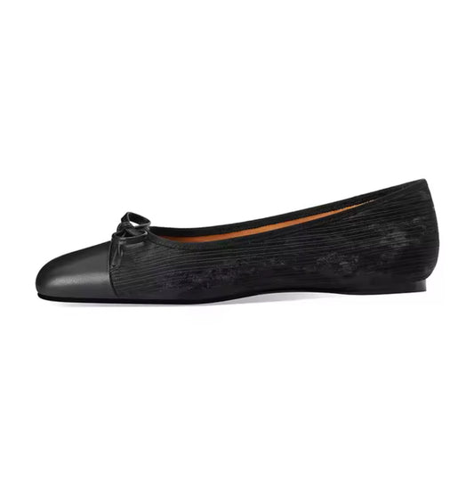 PREORDER Black Leather Ballet Flats
