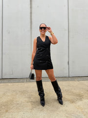 Black Fold-Over VEGAN Leather Boots - Ray