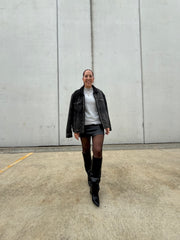 Black Fold-Over VEGAN Leather Boots - Ray