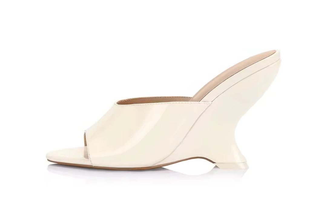 White Leather Wedge Mule – Cleo