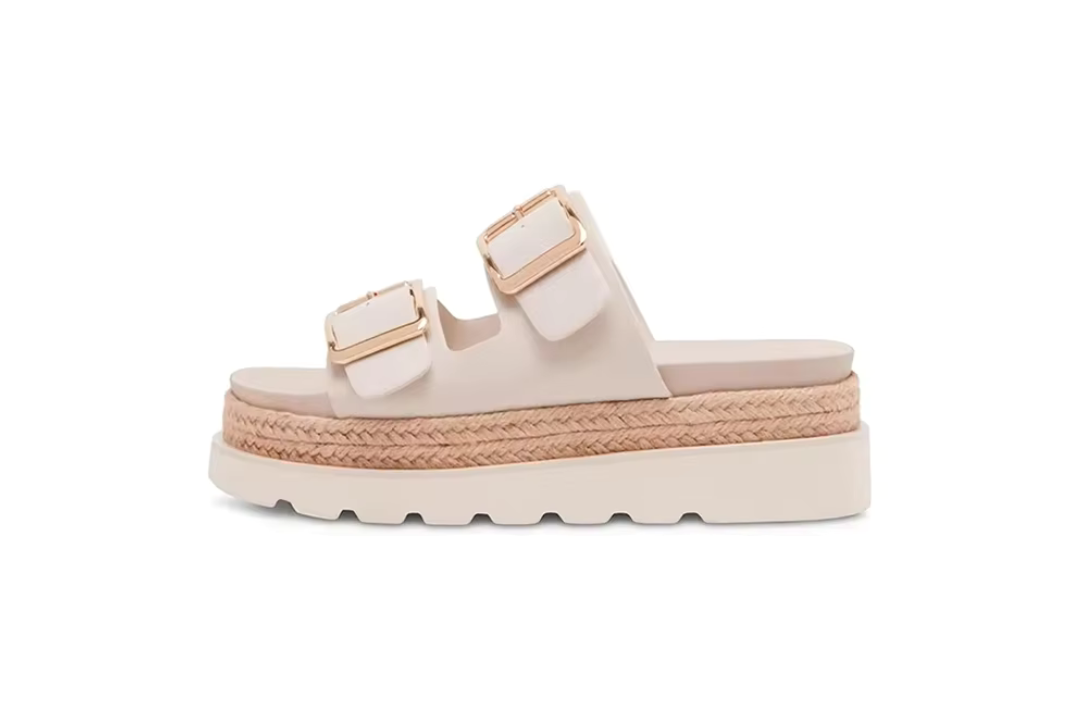 Cream Leather Platform Slide – Solea