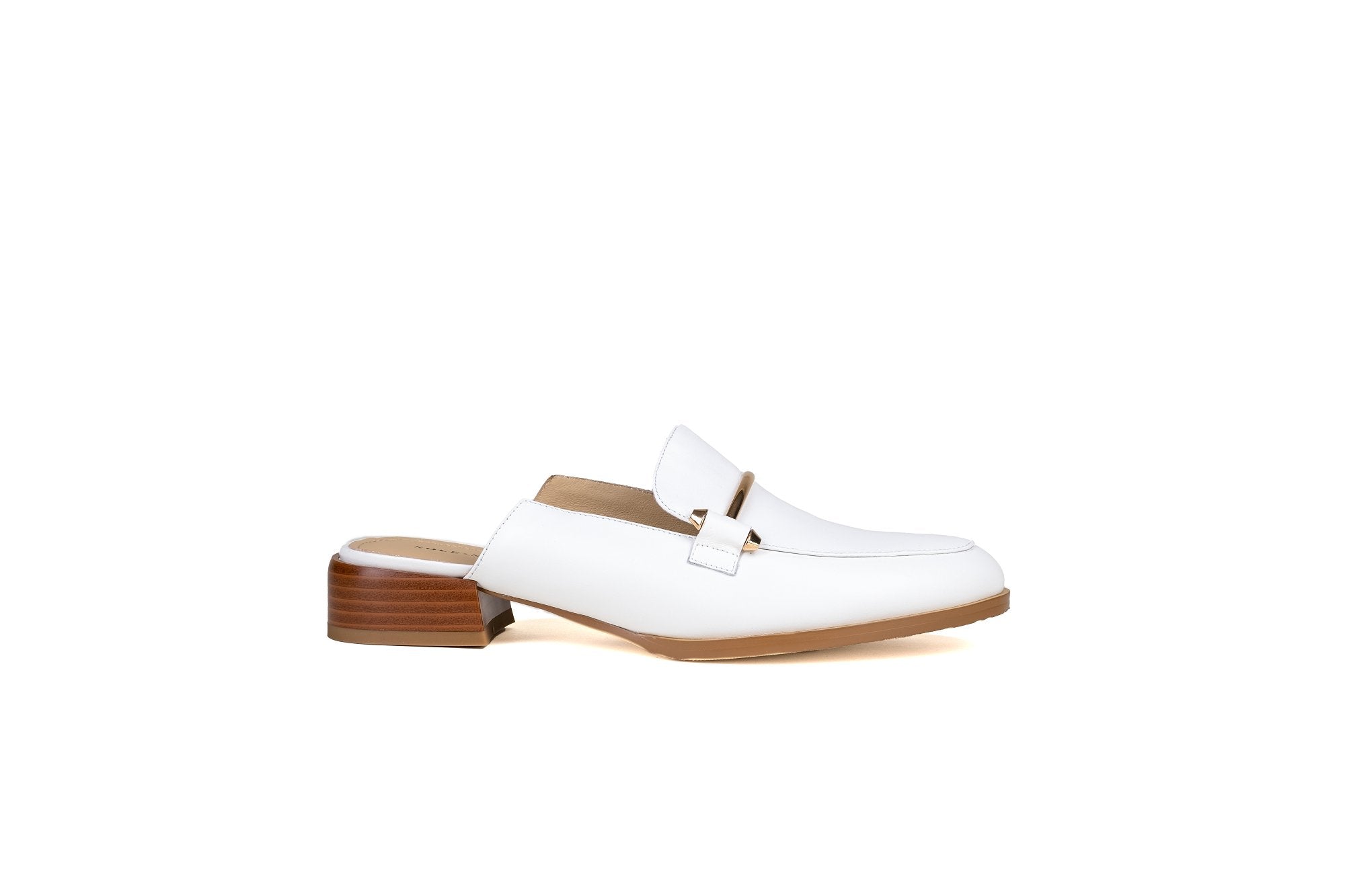 Aria Flat Mule White Flats by Sole Shoes NZ F22-36