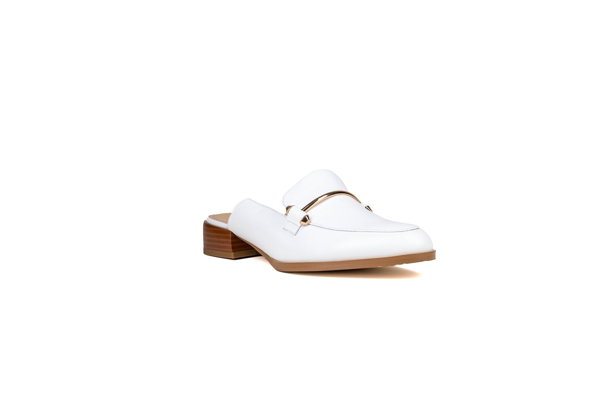 Aria Flat Mule White Flats by Sole Shoes NZ F22-36