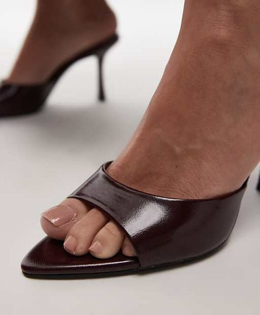 Wine Leather Mule Heel - Milan