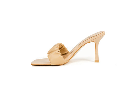 Julia Ruffled Mule Nude Heels by Sole Shoes NZ H19-36