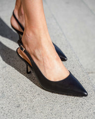 Lena Slingback Court Black Heels by Sole Shoes NZ H24-36