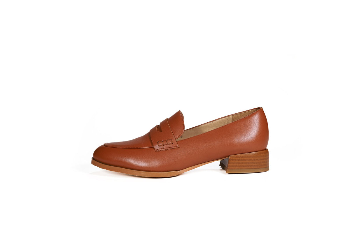 Marcel Leather Loafer Tan Flats by Sole Shoes NZ F24-36