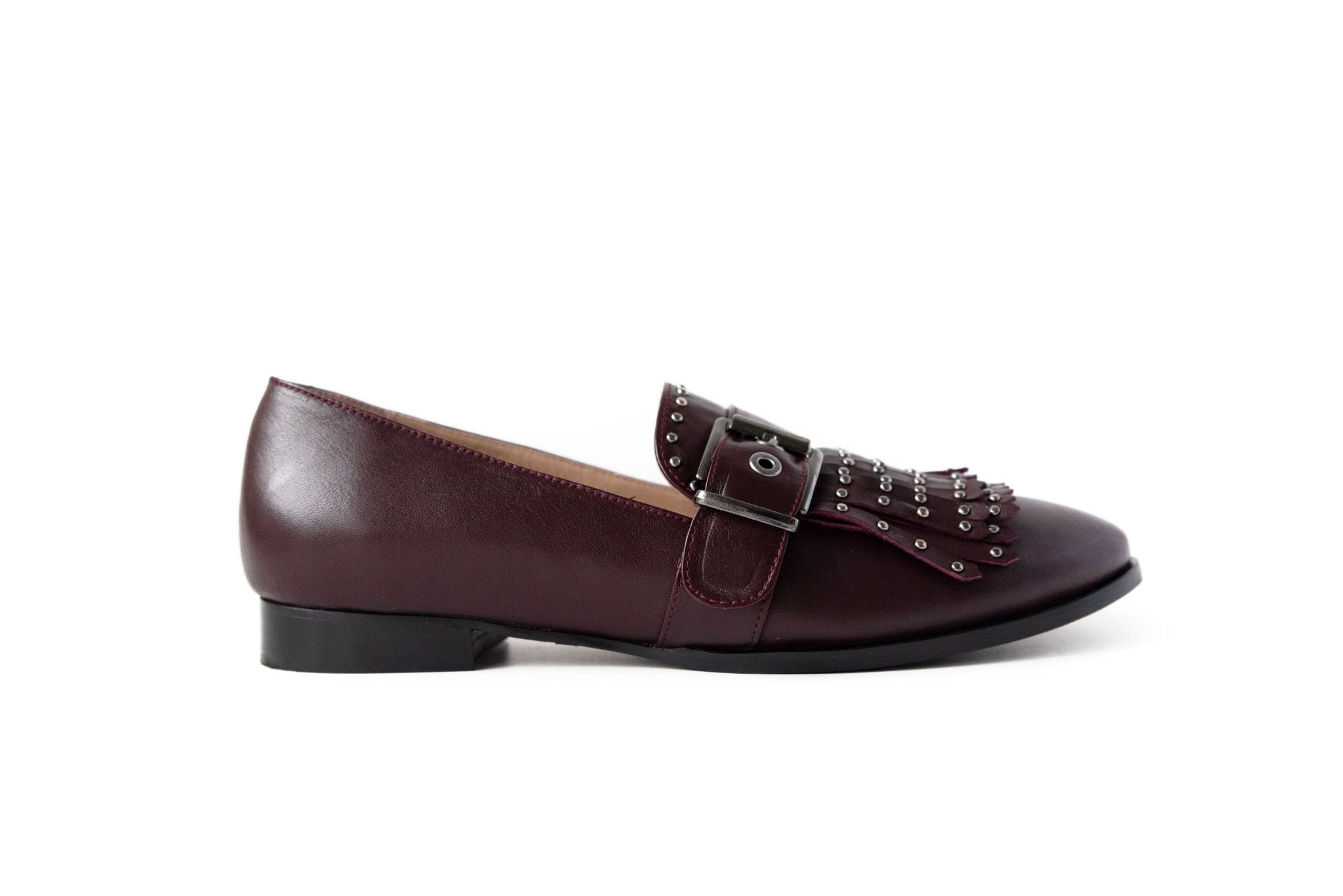 Stud Loafer Burgundy Flats by Sole Shoes NZ F9-35