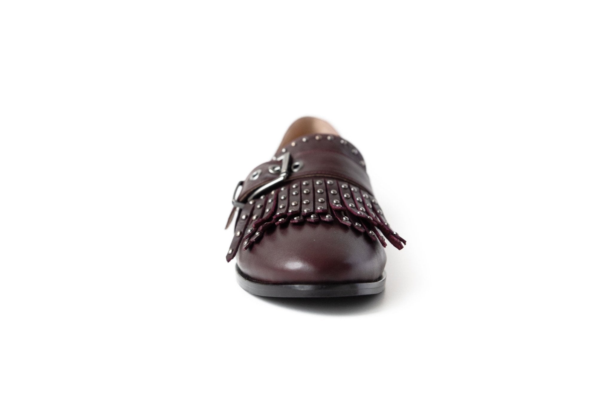 Stud Loafer Burgundy Flats by Sole Shoes NZ F9-35