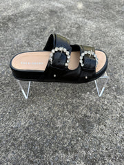 Urban Slides Black Flats by Sole Shoes NZ F25B-36