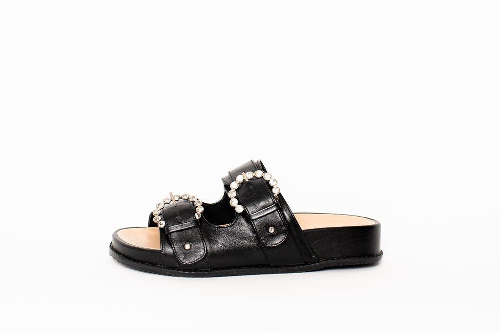 Urban Slides Black Flats by Sole Shoes NZ F25B-36