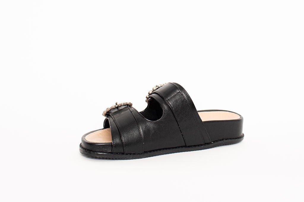 Urban Slides Black Flats by Sole Shoes NZ F25B-36