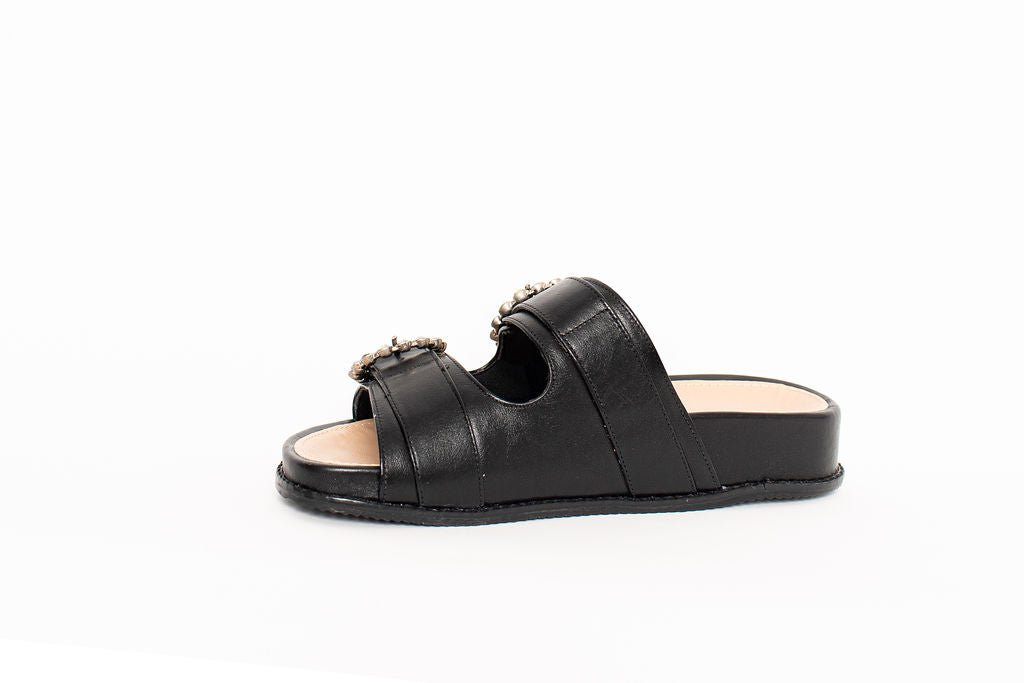 Urban Slides Black Flats by Sole Shoes NZ F25B-36