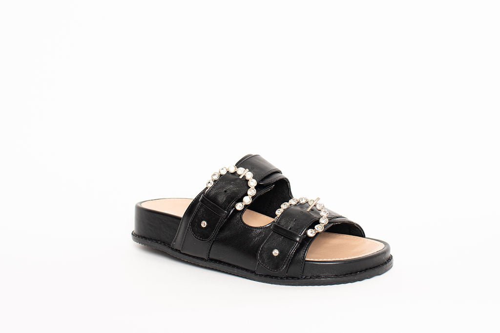 Urban Slides Black Flats by Sole Shoes NZ F25B-36